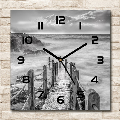 Square wall clock Path at the sea