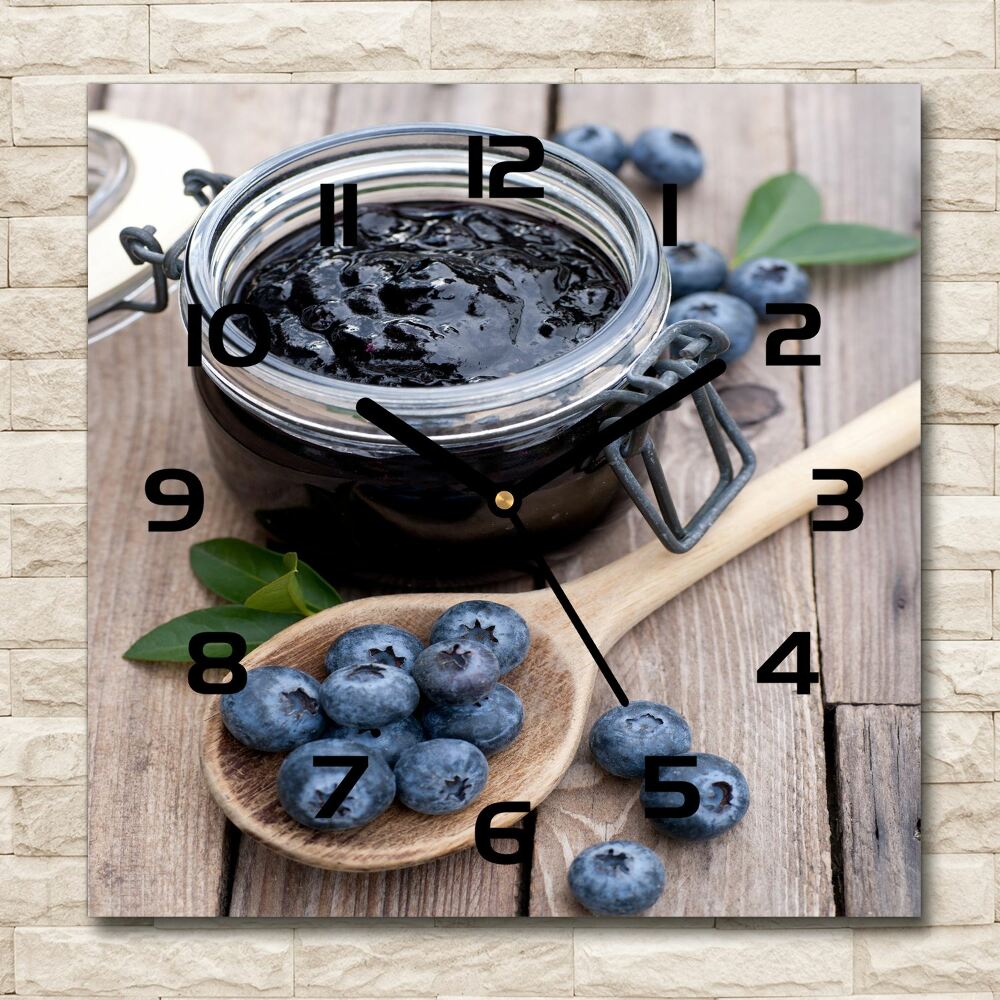 Square glass wall clock blueberry jam