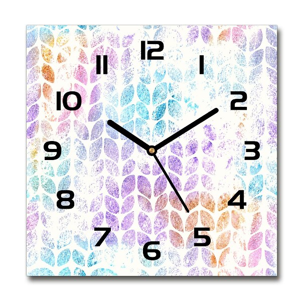 Square kitchen clock Colorful leaves