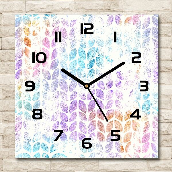 Square kitchen clock Colorful leaves