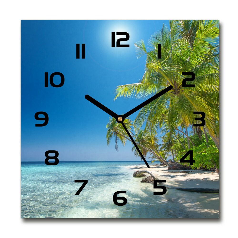 Square wall clock Maldives beach