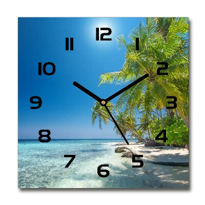 Square wall clock Maldives beach