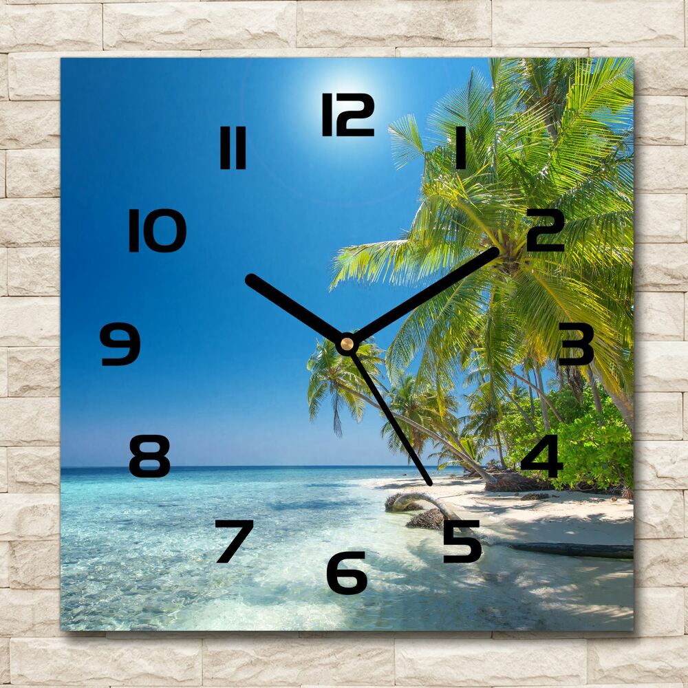 Square wall clock Maldives beach