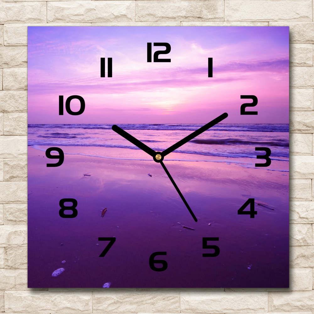 Square wall clock Sunset sea