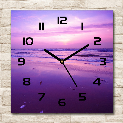 Square wall clock Sunset sea