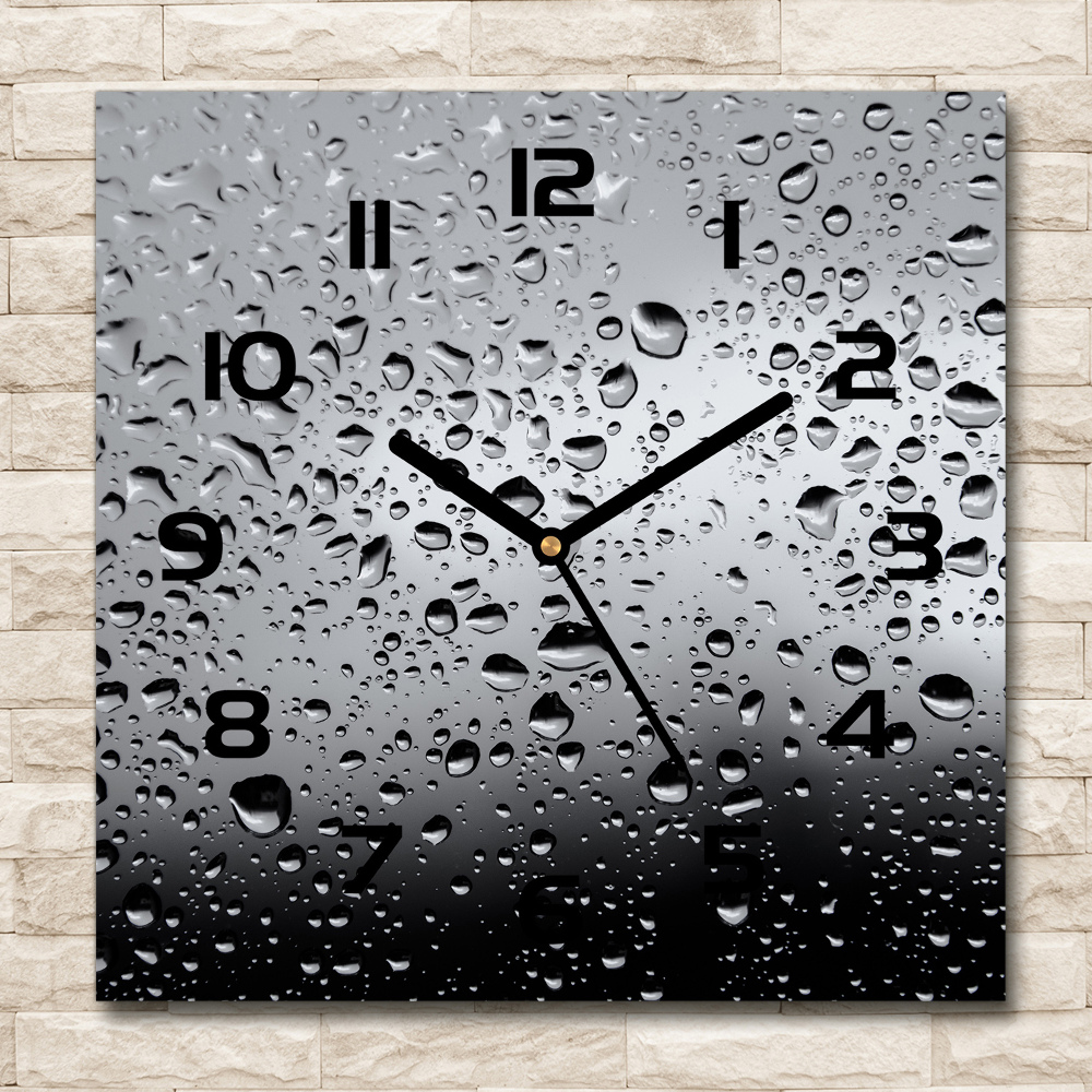 Square wall clock Drops of water