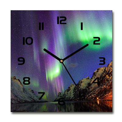 Square wall clock Northern lights