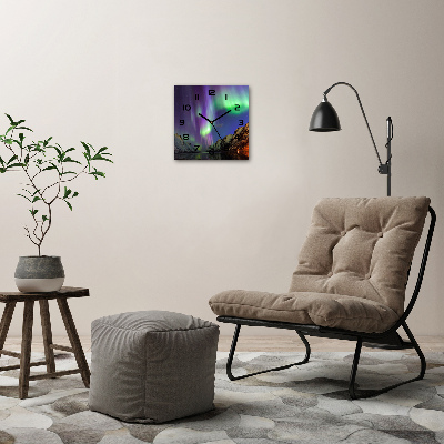 Square wall clock Northern lights