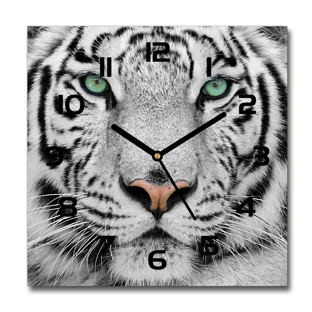 Square wall clock White Tiger