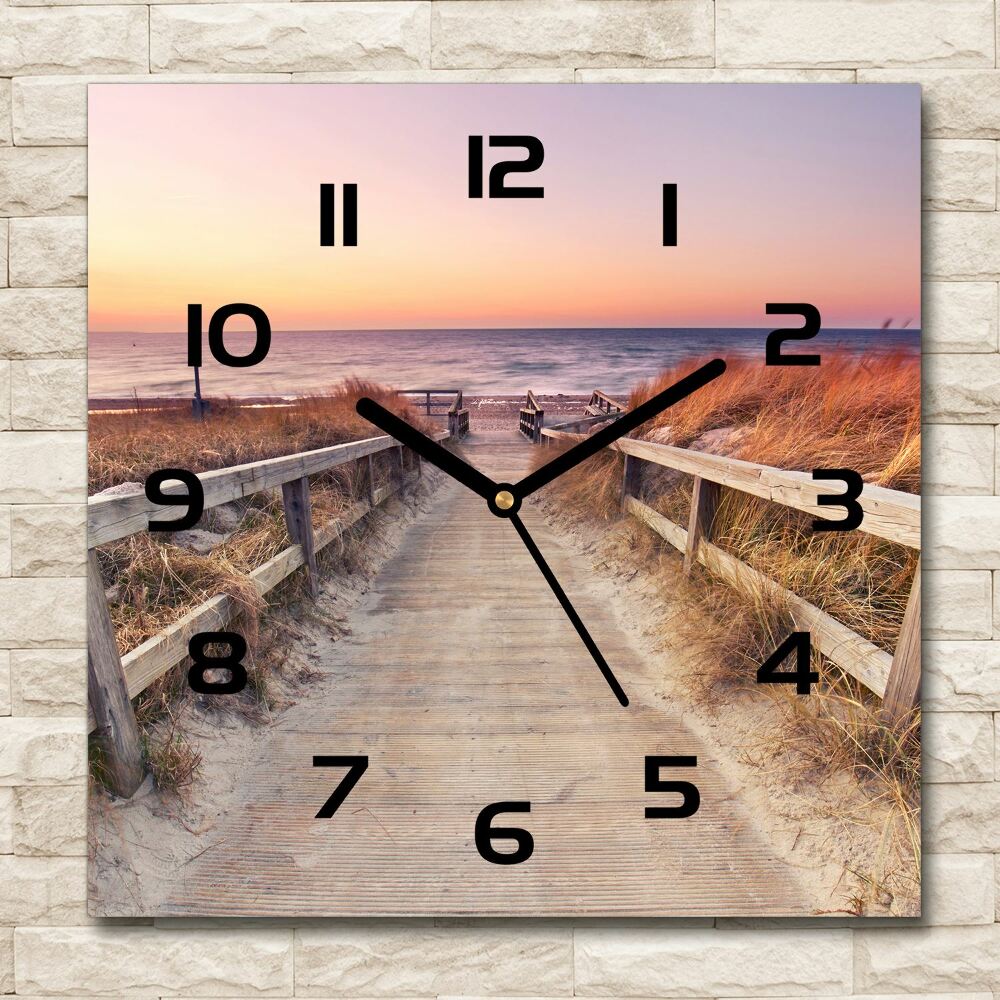 Square kitchen clock Path to the beach