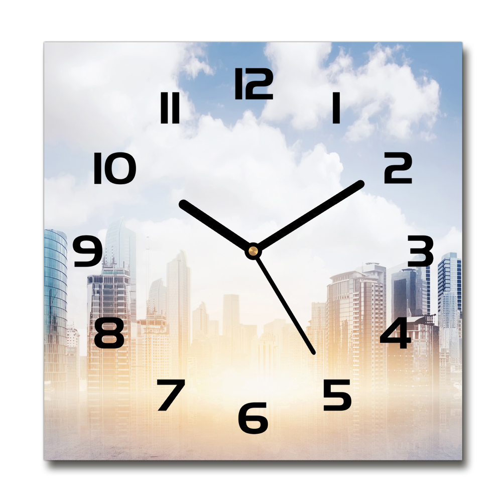 Square kitchen clock Skyscrapers