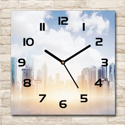 Square kitchen clock Skyscrapers