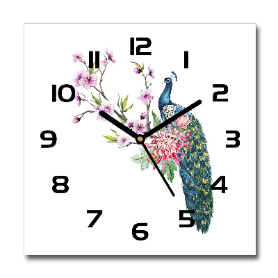 Square wall clock Paw and flowers