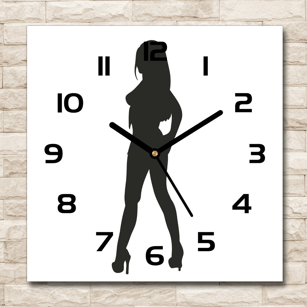 Square kitchen clock A woman's silhouette