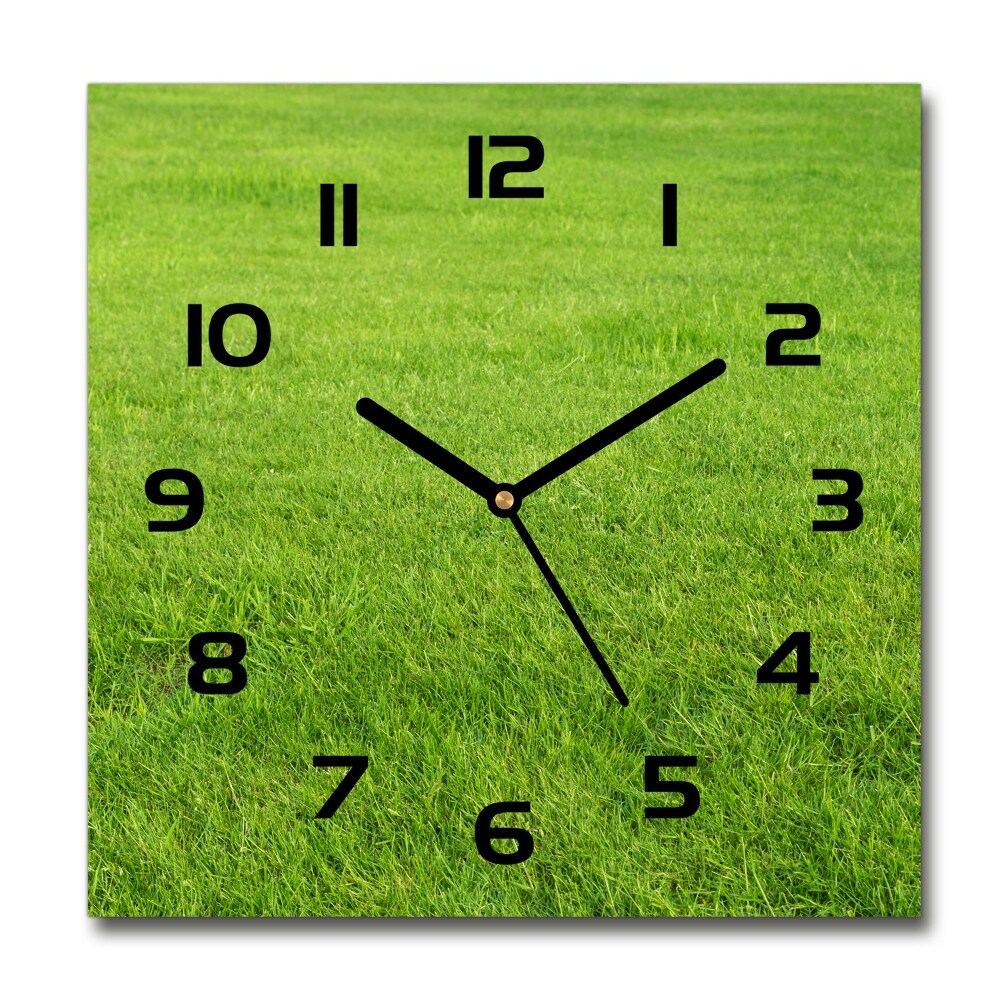 Square kitchen clock green grass