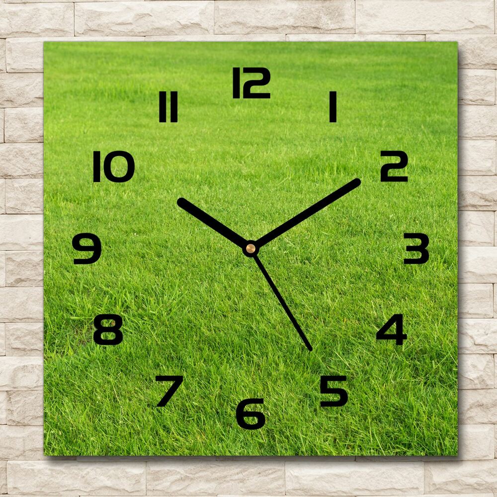 Square kitchen clock green grass