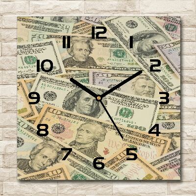 Square wall clock Dollars banknotes