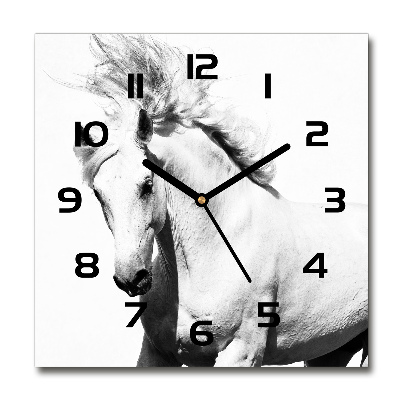 Square wall clock White horse