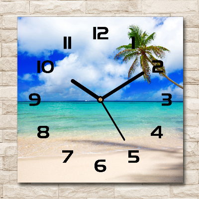 Square wall clock Caribbean beach