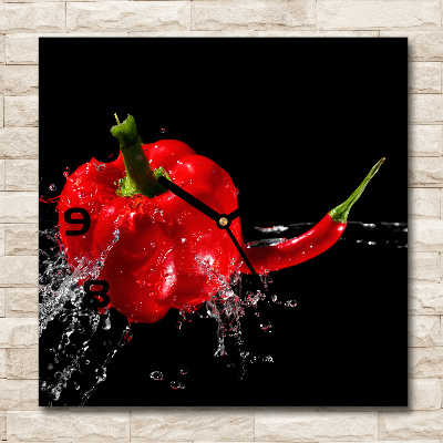 Square kitchen clock Red peppers