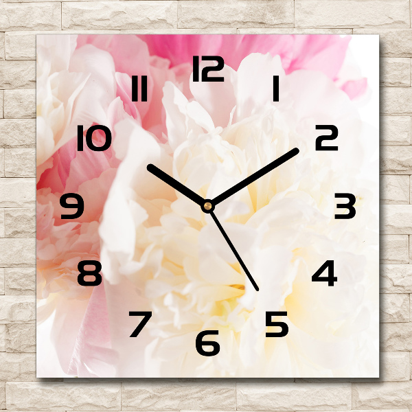 Square wall clock Peony