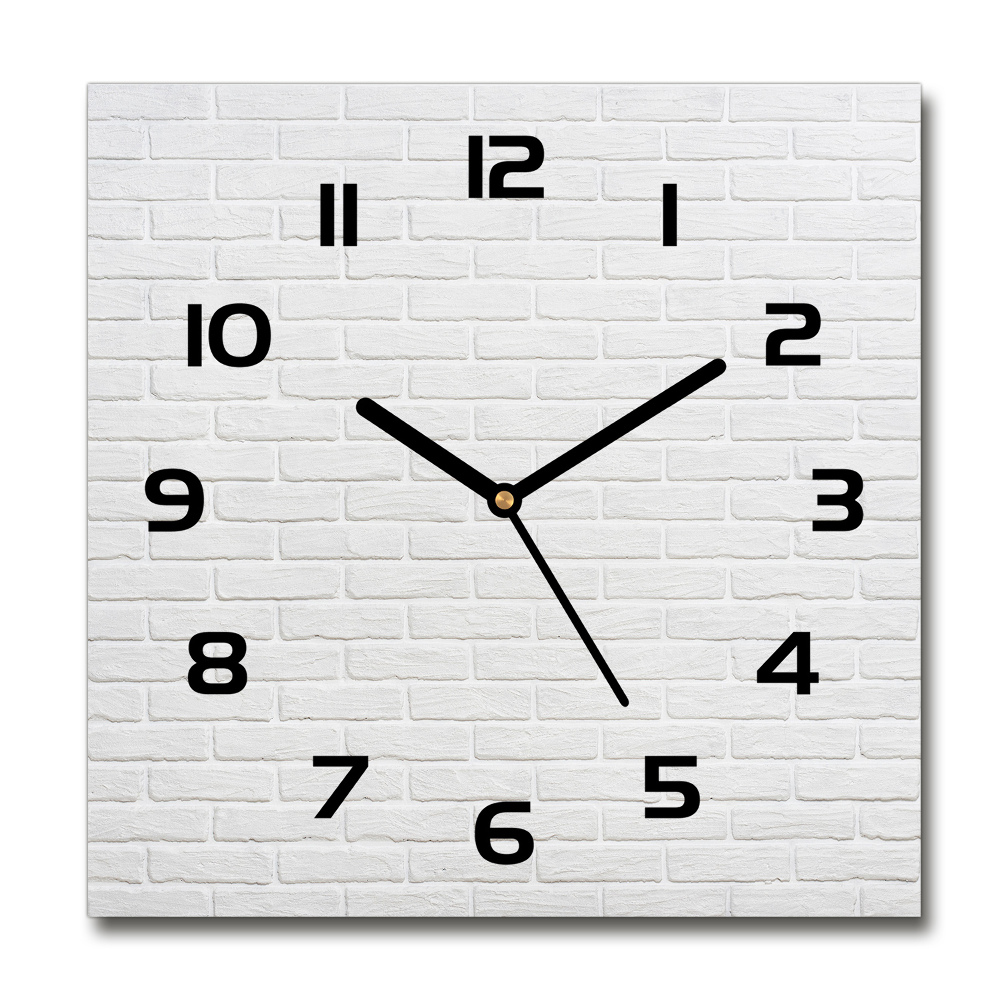 Square glass wall clock Brick wall