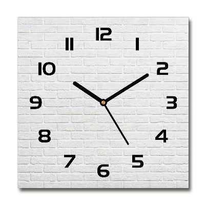 Square glass wall clock Brick wall