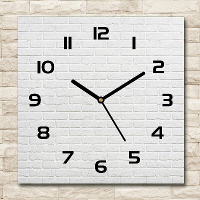 Square glass wall clock Brick wall