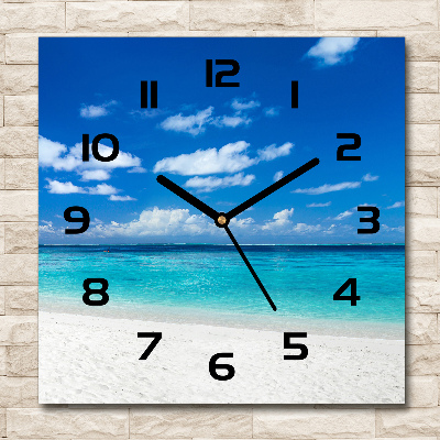 Square wall clock Tropical beach