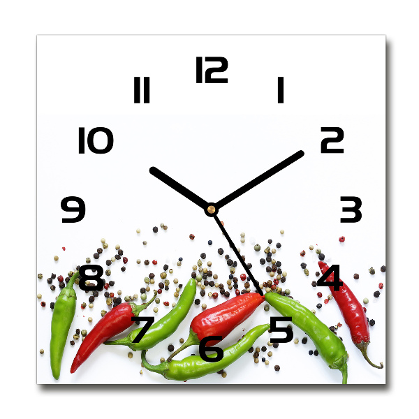 Square kitchen clock Chilli peppers