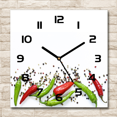 Square kitchen clock Chilli peppers