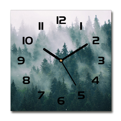 Square wall clock Fog over the forest