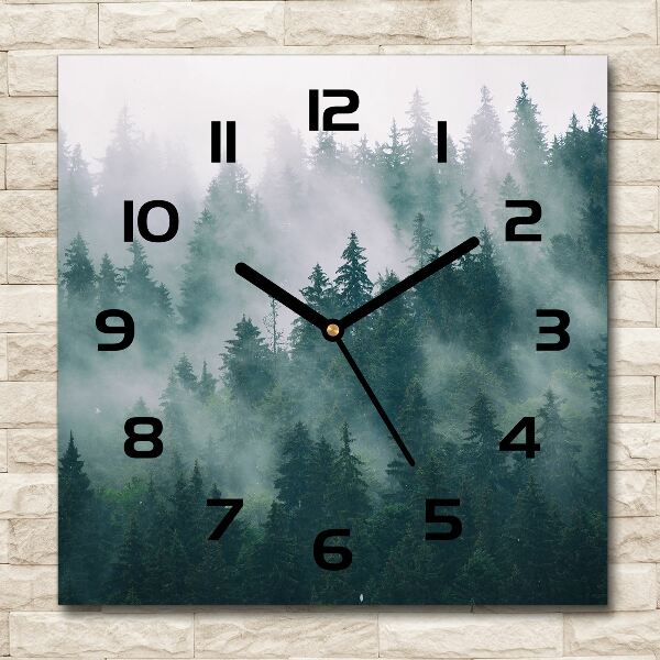 Square wall clock Fog over the forest