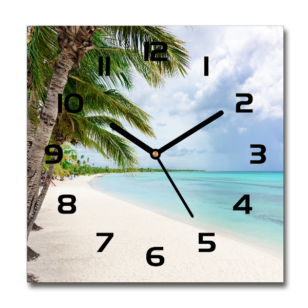 Square wall clock Tropical beach