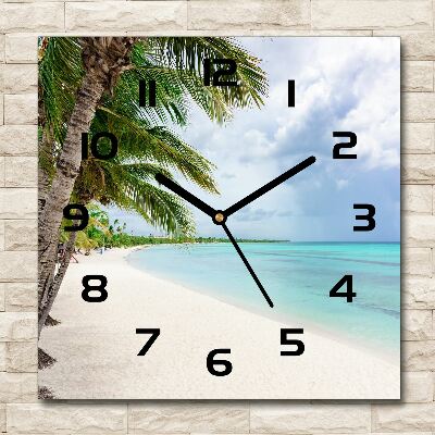 Square wall clock Tropical beach