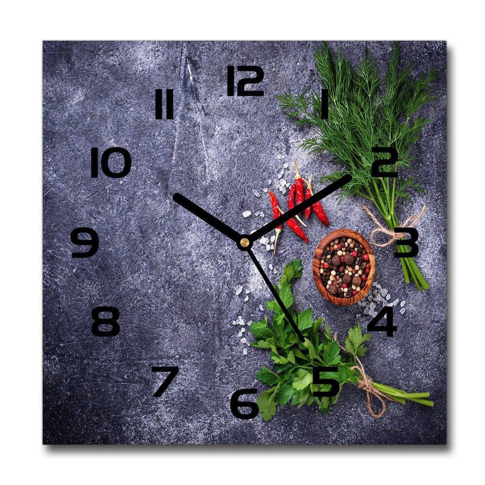 Square kitchen clock Herbs and spices