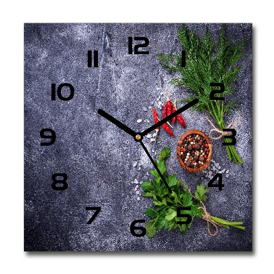 Square kitchen clock Herbs and spices