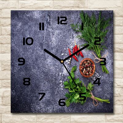 Square kitchen clock Herbs and spices