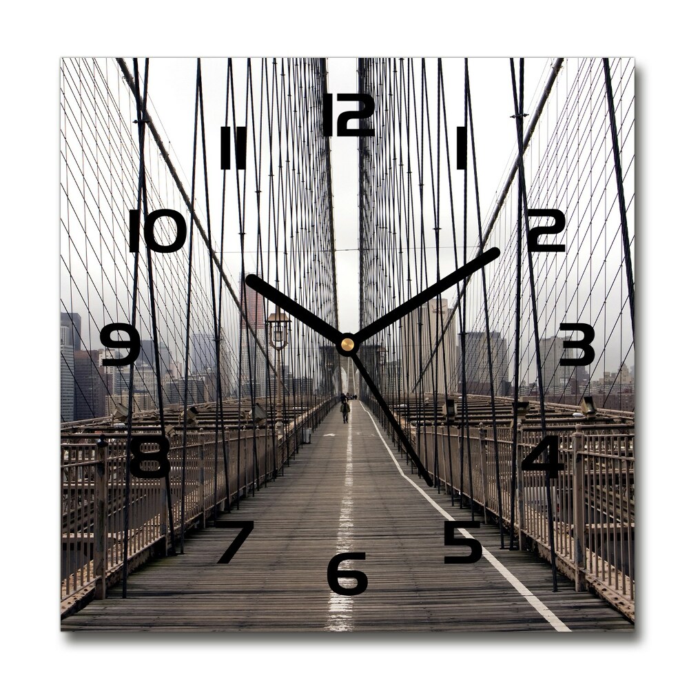 Square glass wall clock Brooklyn bridge