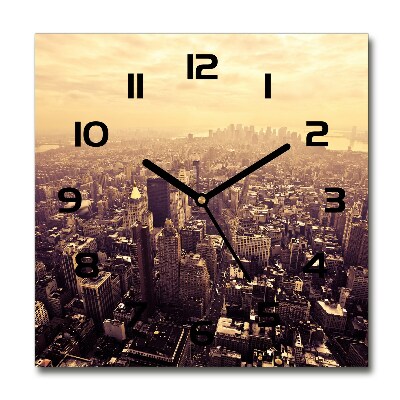 Square glass wall clock Manhattan New York