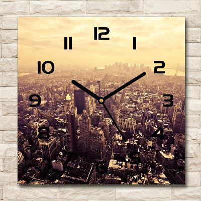 Square glass wall clock Manhattan New York