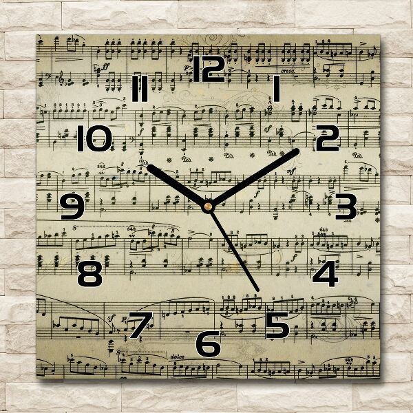 Square wall clock Notes on the staff