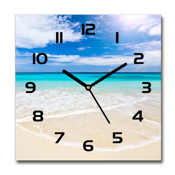 Square wall clock Tropical beach