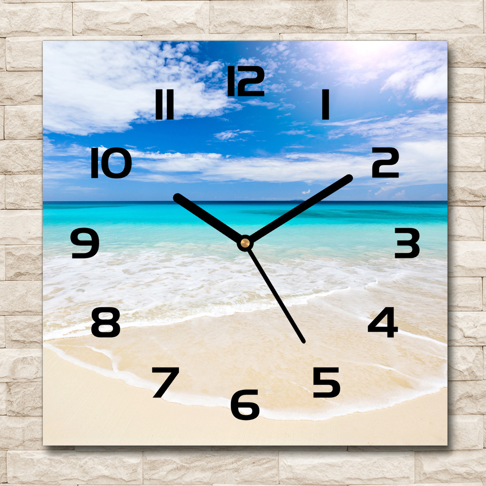 Square wall clock Tropical beach