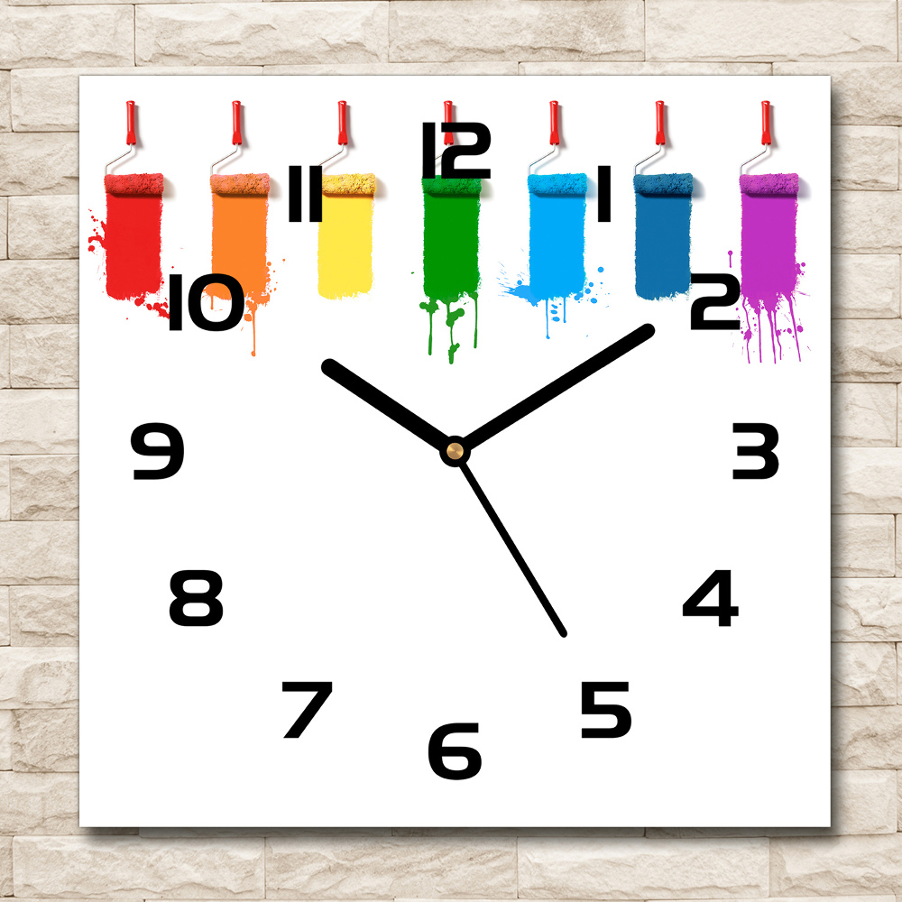 Square wall clock Painting rollers