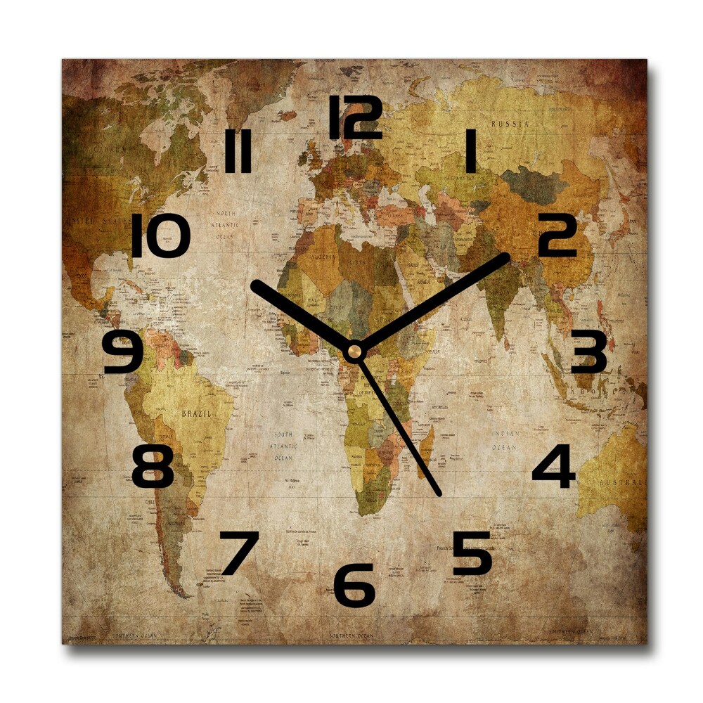 Square wall clock Political map