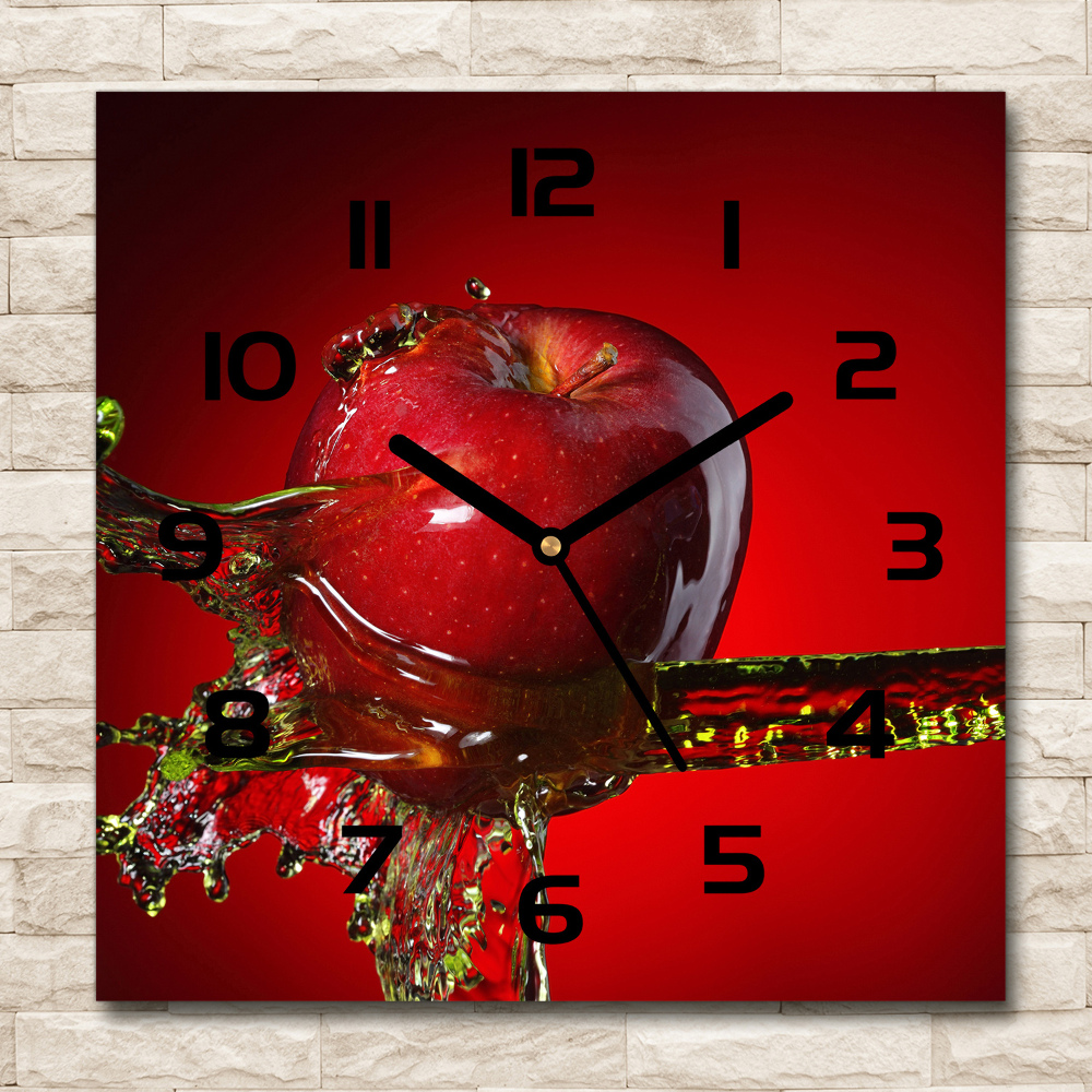 Square kitchen clock Apple and water