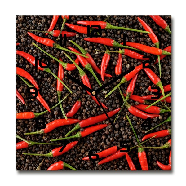 Square wall clock Chilli peppers