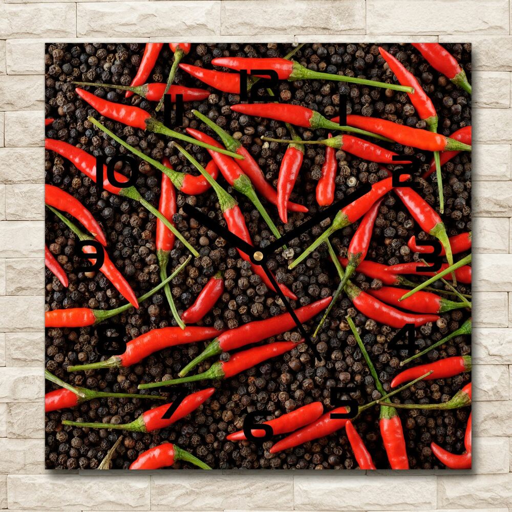 Square wall clock Chilli peppers