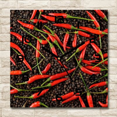 Square wall clock Chilli peppers